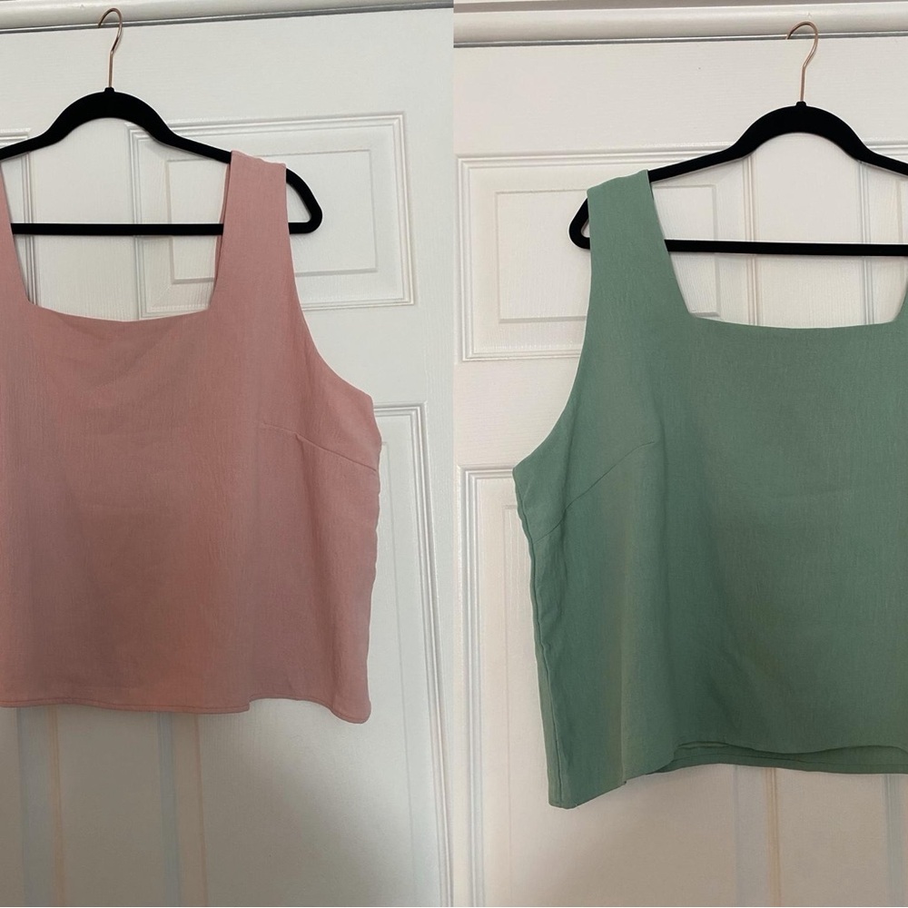 Ekouaer Square Neck Crop Top Bundle 2XL